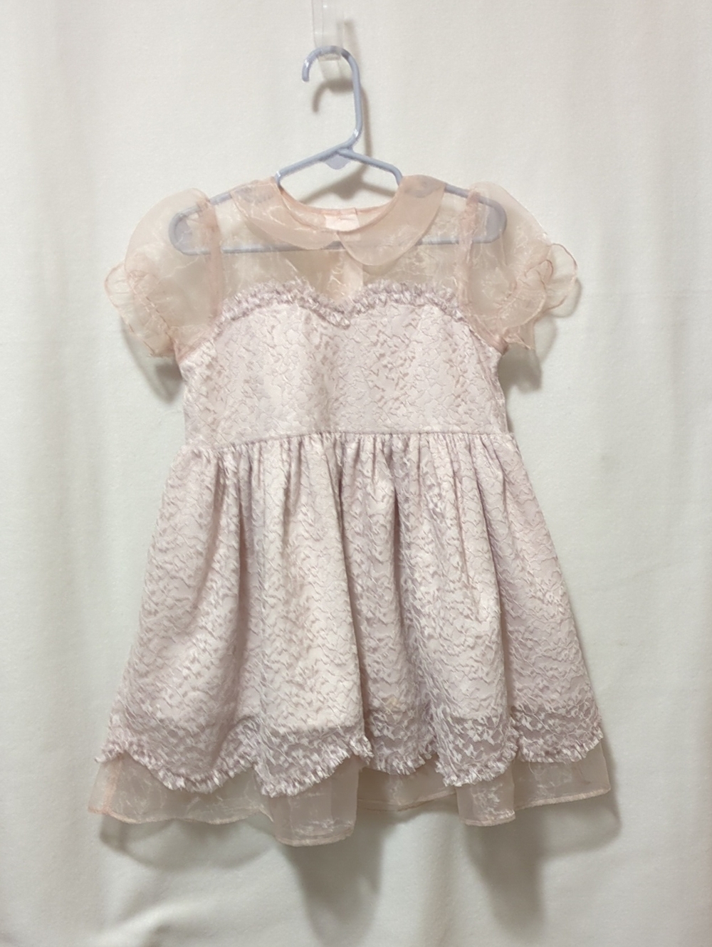 Noralee dress, 4T. Girls' Sheer Lace Pink Formal Dress with Peter Pan Collar